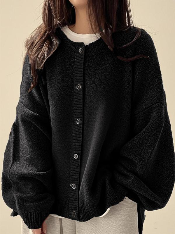 SOPHIA™ - Women Solid Color Button Front Knit Cardigan