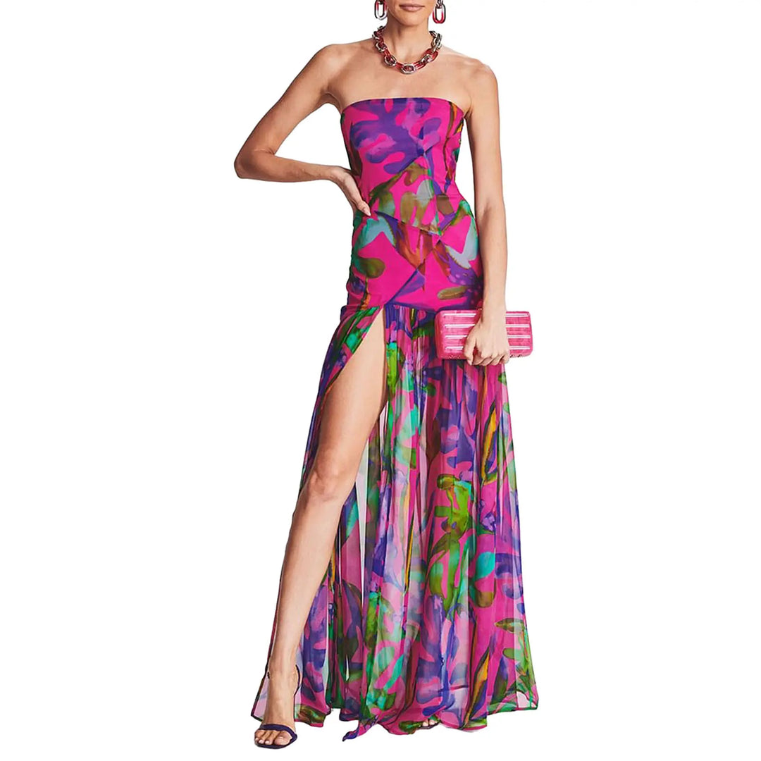 BETHY™ – Sexy Strapless High Slit Maxi Dress
