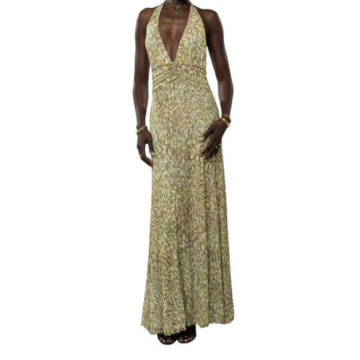 NATALIA™ - Chic Sleeveless Halter Backless Maxi Dress