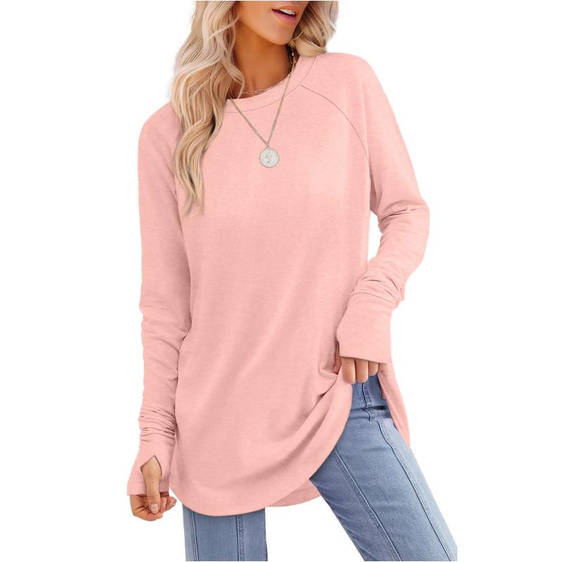 MIRA™ - Women's Long Sleeve Tunic Top with Thumb Hole and Curved Hem