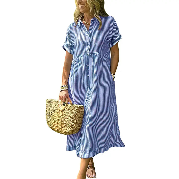 ANDREA™ – Relaxed Striped Summer Midi Dress