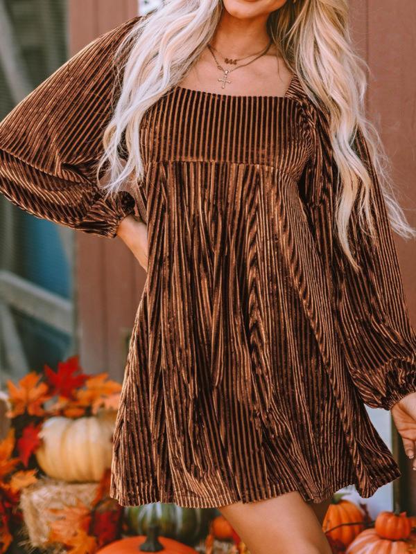 MABEL™ - Women's Bishop Sleeve Tie Back Square Neck A-Line Dress